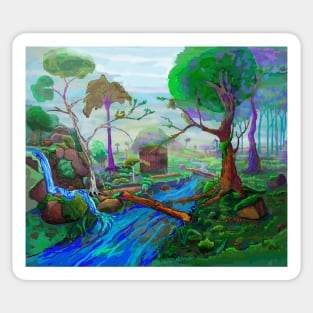 Landscape Forest Digital Art Painting Sticker